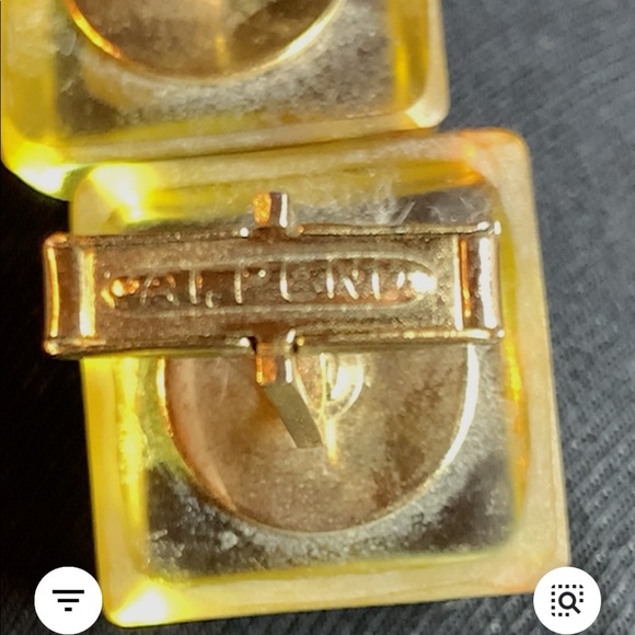 Vintage Resin and Tiger Eye (?) Cufflinks -Stamped - Picture 4 of 5